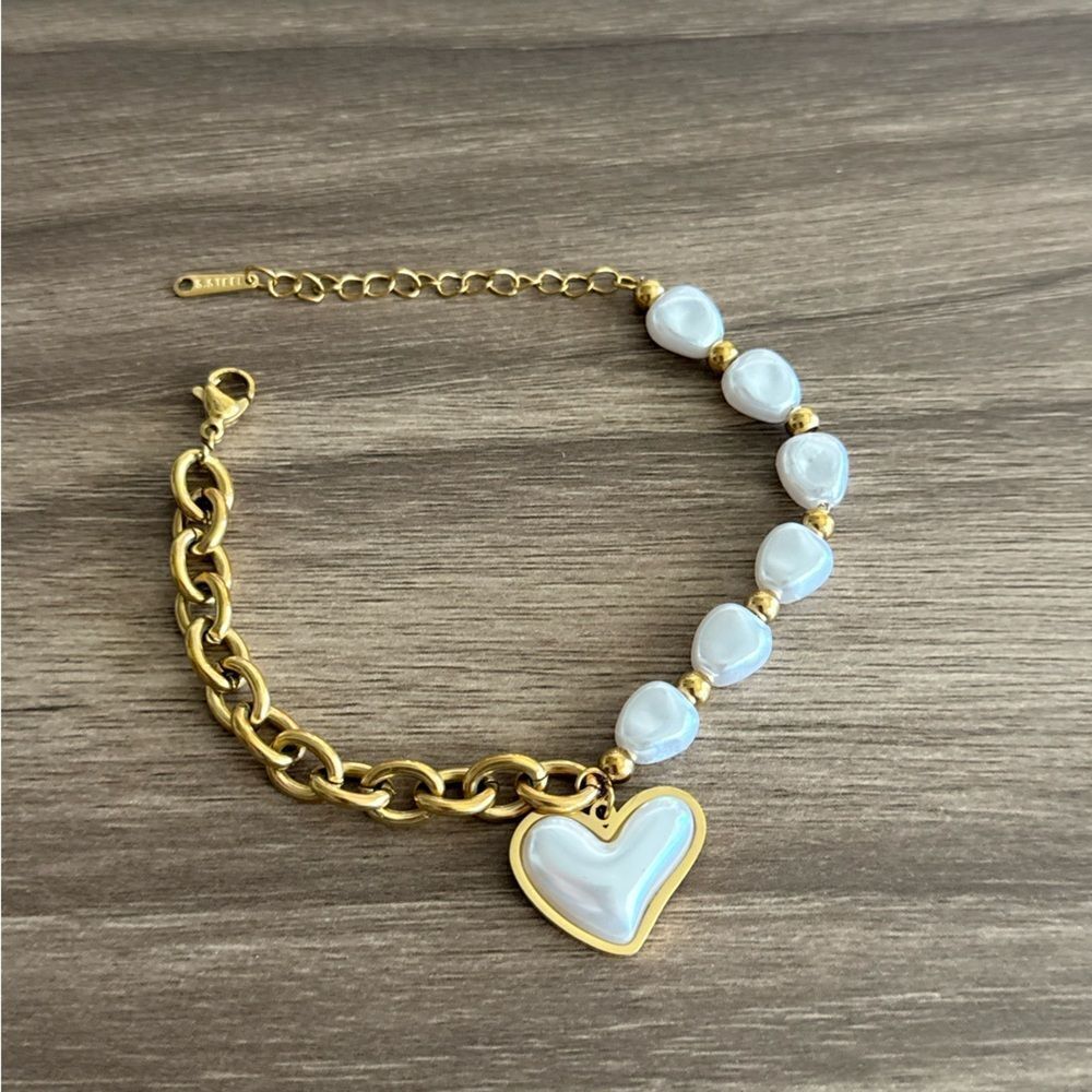 Pearl heart Bracelet Q818 - Picture 3 of 5